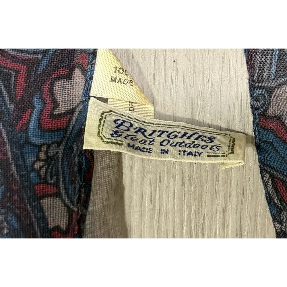 Vintage Britghes Field Outdoors 100% Wool Blue Red Paisley Scarf Made in Italy